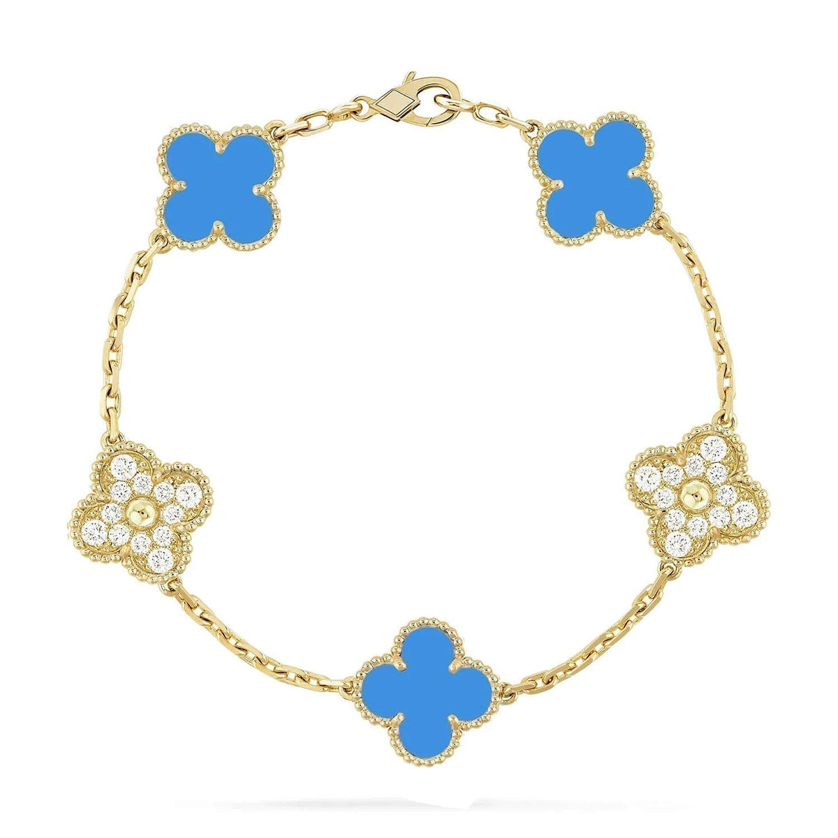 [Max Jewelry ] CLOVER 5 MOTIF BLUE AGATE BRACELET COLLECTION