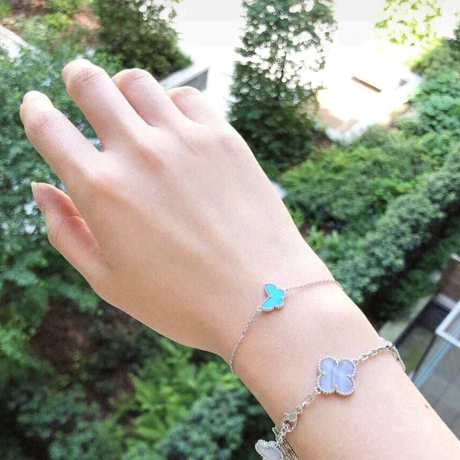 [Max Jewelry ]BUTTERFLY TURQUOISE BUTTERFLY BRACELET SILVER