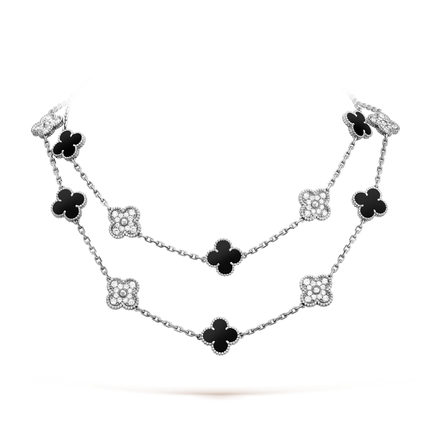 [Max Jewelry ]CLOVER 20 MOTIFS ONYX DIAMOND SILVER