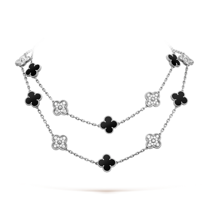 [Max Jewelry ]CLOVER 20 MOTIFS ONYX DIAMOND SILVER