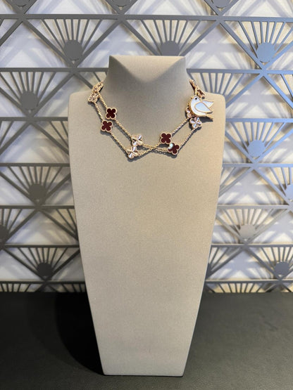 [Max Jewelry ]CLOVER 20 MOTIFS LASER CARNELIAN NECKLACE
