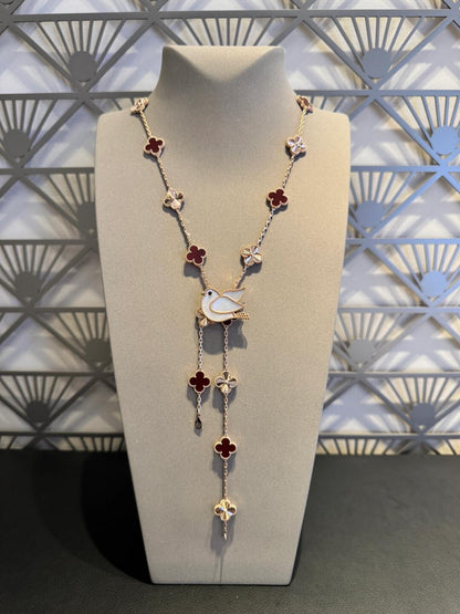 [Max Jewelry ]CLOVER 20 MOTIFS LASER CARNELIAN NECKLACE