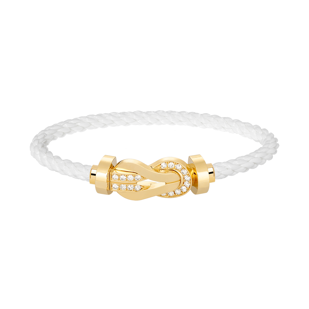 [Max Jewelry ]CHANCE LARGE 8 FIGURE BUCKLE HALF DIAMOND BRACELET GOLD
