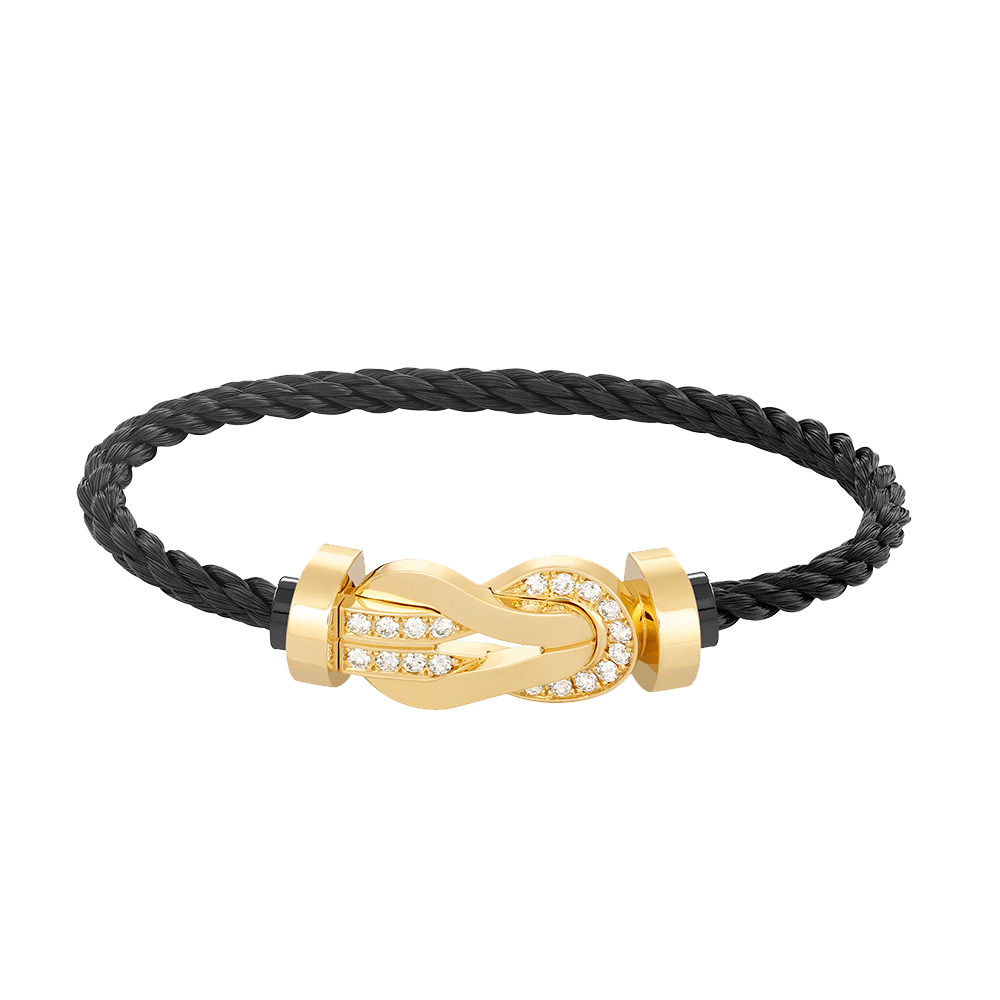 [Max Jewelry ]CHANCE LARGE 8 FIGURE BUCKLE HALF DIAMOND BRACELET GOLD