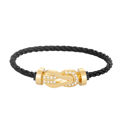 [Max Jewelry ]CHANCE LARGE 8 FIGURE BUCKLE HALF DIAMOND BRACELET GOLD