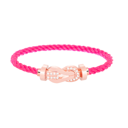 [Max Jewelry ]CHANCE LARGE 8 FIGURE BUCKLE HALF DIAMOND BRACELET ROSE GOLD