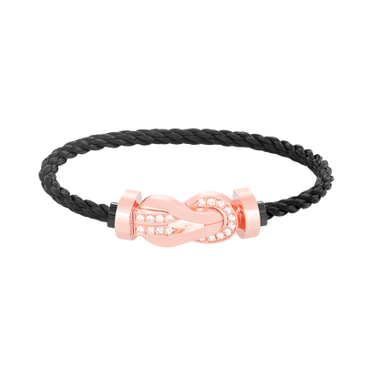 [Max Jewelry ]CHANCE LARGE 8 FIGURE BUCKLE HALF DIAMOND BRACELET ROSE GOLD
