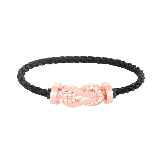 [Max Jewelry ]CHANCE LARGE 8 FIGURE BUCKLE HALF DIAMOND BRACELET ROSE GOLD