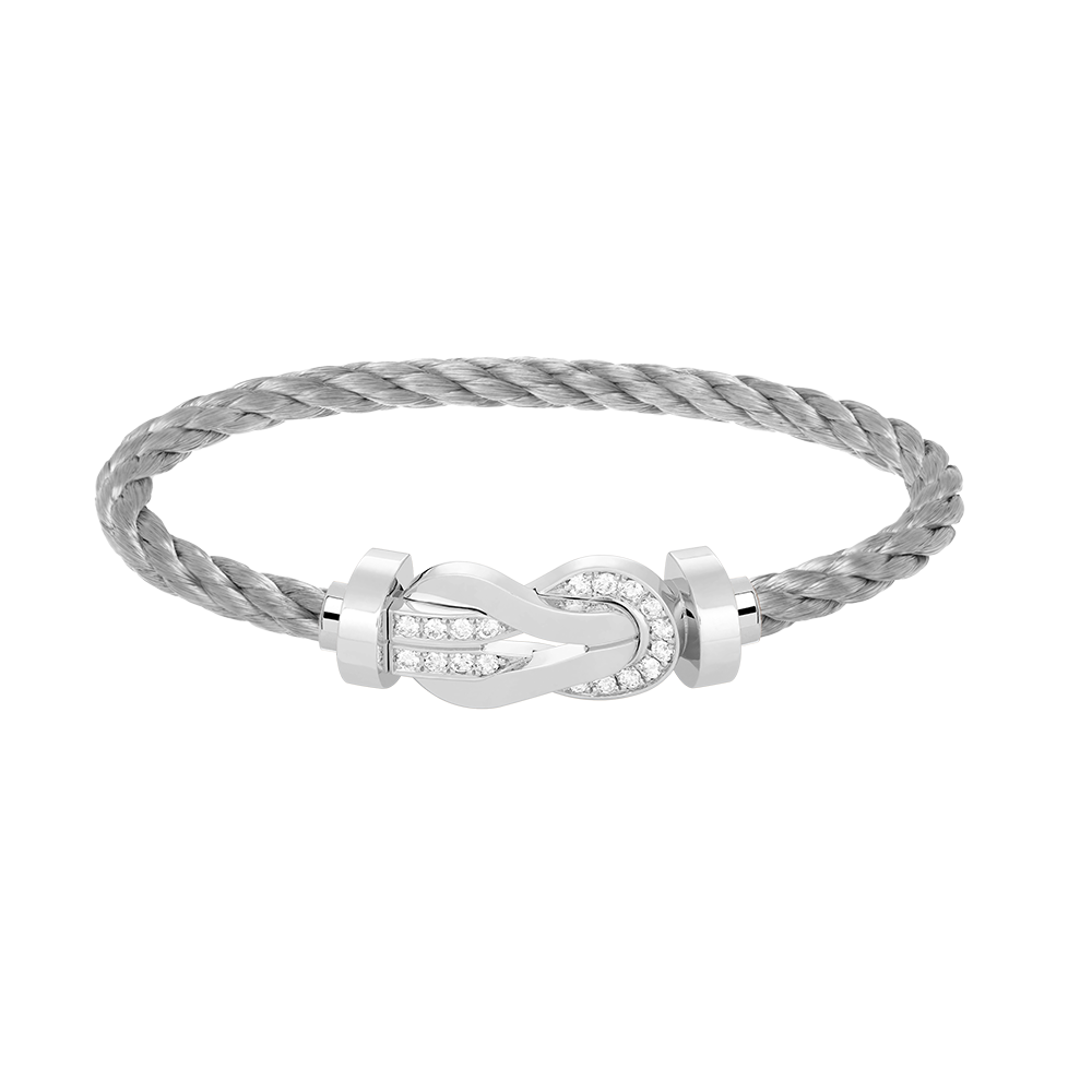 [Max Jewelry ]CHANCE LARGE 8 FIGURE BUCKLE HALF DIAMOND BRACELET SILVER