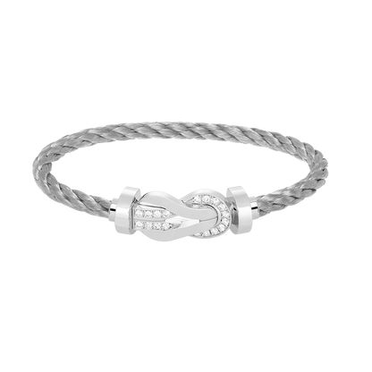[Max Jewelry ]CHANCE LARGE 8 FIGURE BUCKLE HALF DIAMOND BRACELET SILVER