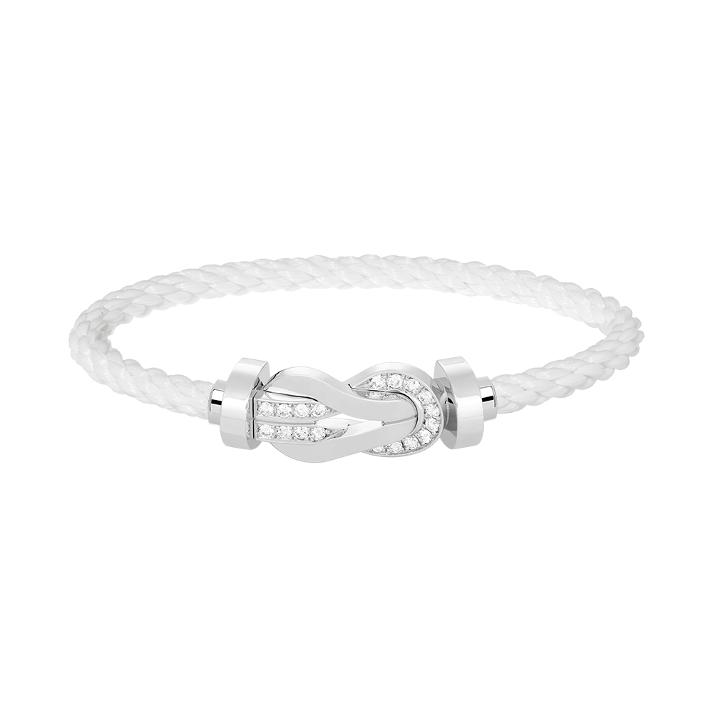 [Max Jewelry ]CHANCE LARGE 8 FIGURE BUCKLE HALF DIAMOND BRACELET SILVER