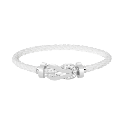 [Max Jewelry ]CHANCE LARGE 8 FIGURE BUCKLE HALF DIAMOND BRACELET SILVER