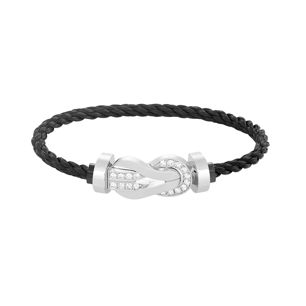 [Max Jewelry ]CHANCE LARGE 8 FIGURE BUCKLE HALF DIAMOND BRACELET SILVER