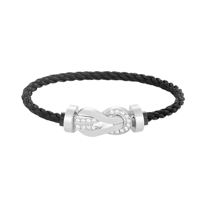 [Max Jewelry ]CHANCE LARGE 8 FIGURE BUCKLE HALF DIAMOND BRACELET SILVER