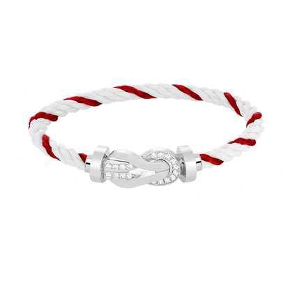 [Max Jewelry ]CHANCE LARGE 8 FIGURE BUCKLE HALF DIAMOND BRACELET SILVER