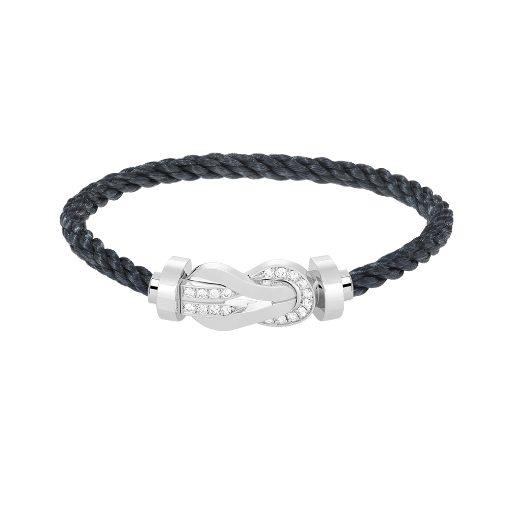 [Max Jewelry ]CHANCE LARGE 8 FIGURE BUCKLE HALF DIAMOND BRACELET SILVER