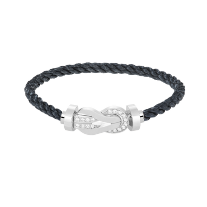 [Max Jewelry ]CHANCE LARGE 8 FIGURE BUCKLE HALF DIAMOND BRACELET SILVER