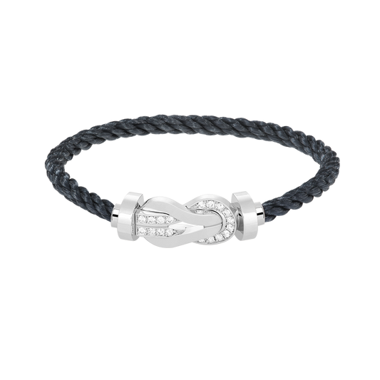 [Max Jewelry ]CHANCE LARGE 8 FIGURE BUCKLE HALF DIAMOND BRACELET SILVER