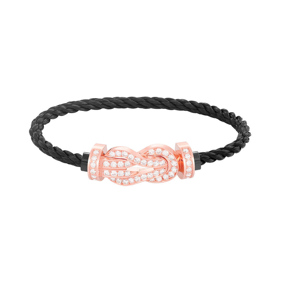 [Max Jewelry ]CHANCE LARGE 8 FIGURE BUCKLE FULL DIAMOND BRACELET ROSE GOLD
