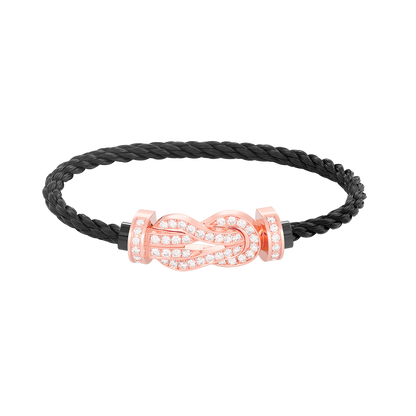 [Max Jewelry ]CHANCE LARGE 8 FIGURE BUCKLE FULL DIAMOND BRACELET ROSE GOLD