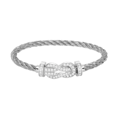 [Max Jewelry ]CHANCE LARGE 8 FIGURE BUCKLE FULL DIAMOND BRACELET SILVER