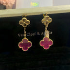 [Plus&Max]NEW CLOVER 2 MOTIF PINK ENAMEL EARRINGS
