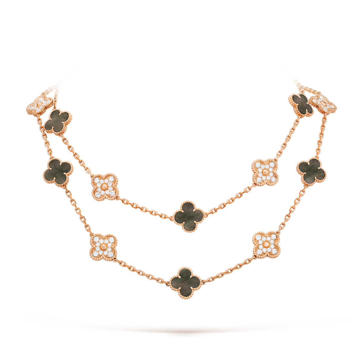[Plus&Max]CLOVER 20 MOTIFS DARK MOP DIAMOND  NECKLACE