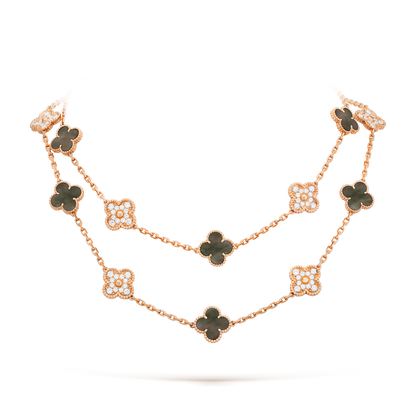 [Max Jewelry ]CLOVER 20 MOTIFS DARK MOP DIAMOND  NECKLACE
