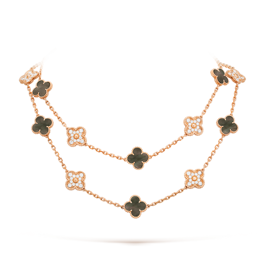 [Max Jewelry ]CLOVER 20 MOTIFS DARK MOP DIAMOND  NECKLACE