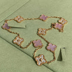 [Plus&Max]CLOVER 10 MOTIFS DIAMOND PINK MOP NECKLACE