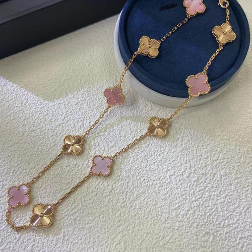 [Plus&Max]CLOVER 10 MOTIFS  LASER PINK MOP NECKLACE