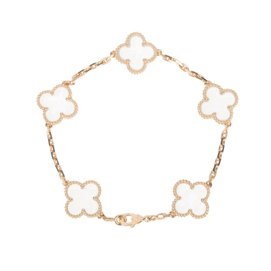 [Max Jewelry ]CLOVER 5 MOTIF ROCK CRYSTAL BRACELET
