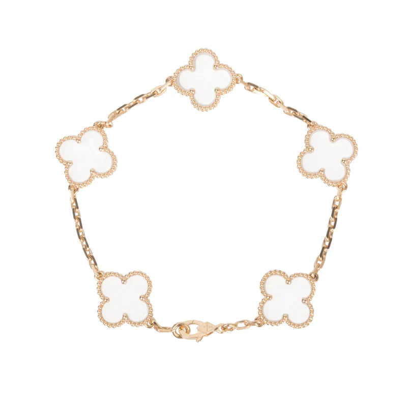 [Plus&Max]CLOVER 5 MOTIF ROCK CRYSTAL BRACELET