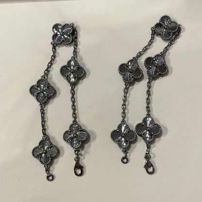 [Max Jewelry ]CLOVER 5 MOTIF BLACK BRACELET