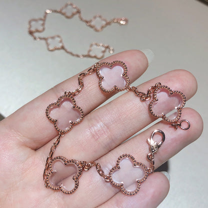[Max Jewelry ]CLOVER 5 MOTIF ROCK CRYSTAL BRACELET