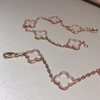 [Plus&Max]CLOVER 5 MOTIF ROCK CRYSTAL BRACELET