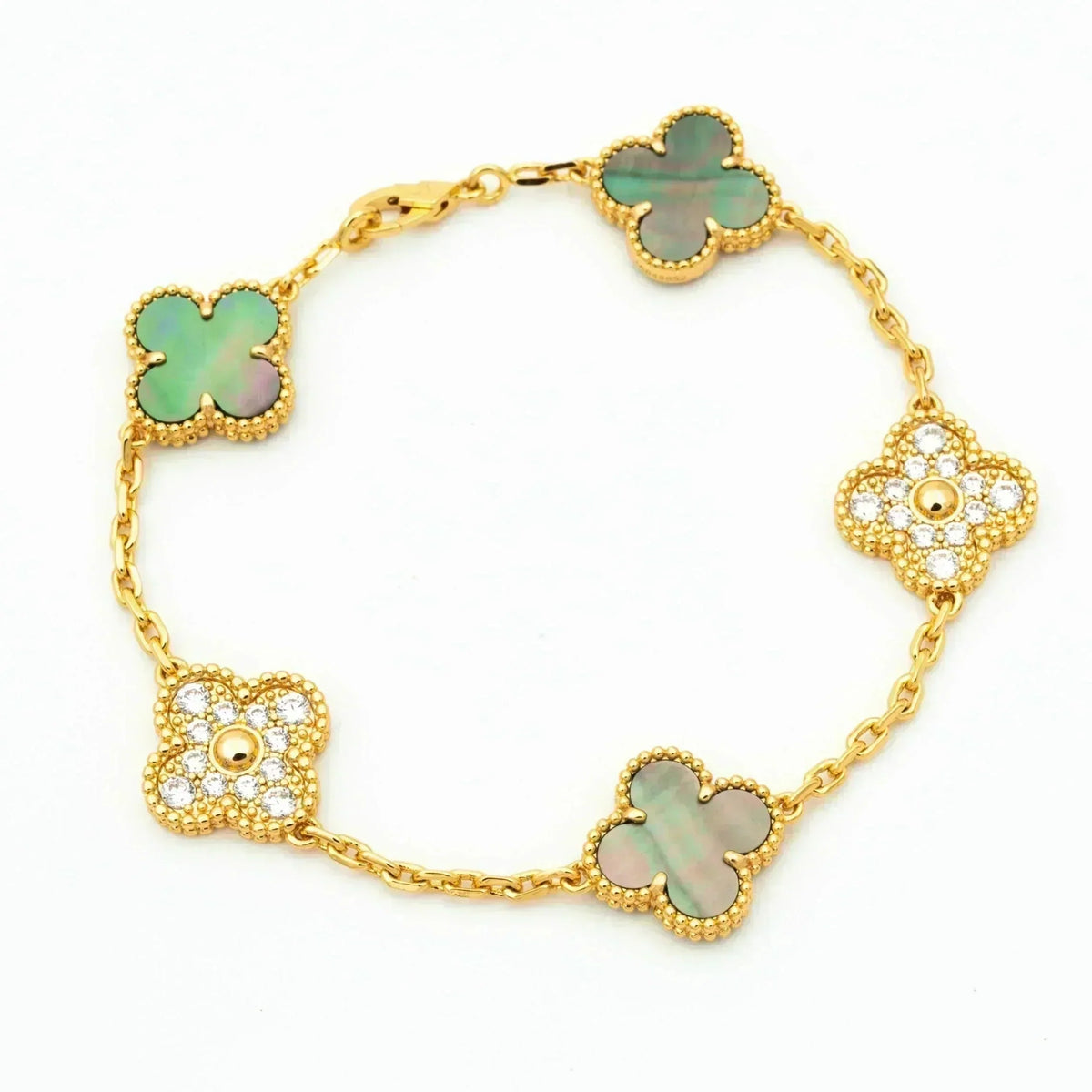 [Plus&Max]LUCKY CLOVER 5-MOTIF BRACELET - GREY MOTHER-OF-PEARL COLLECTION