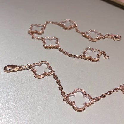 [Max Jewelry ]CLOVER 5 MOTIF ROCK CRYSTAL BRACELET