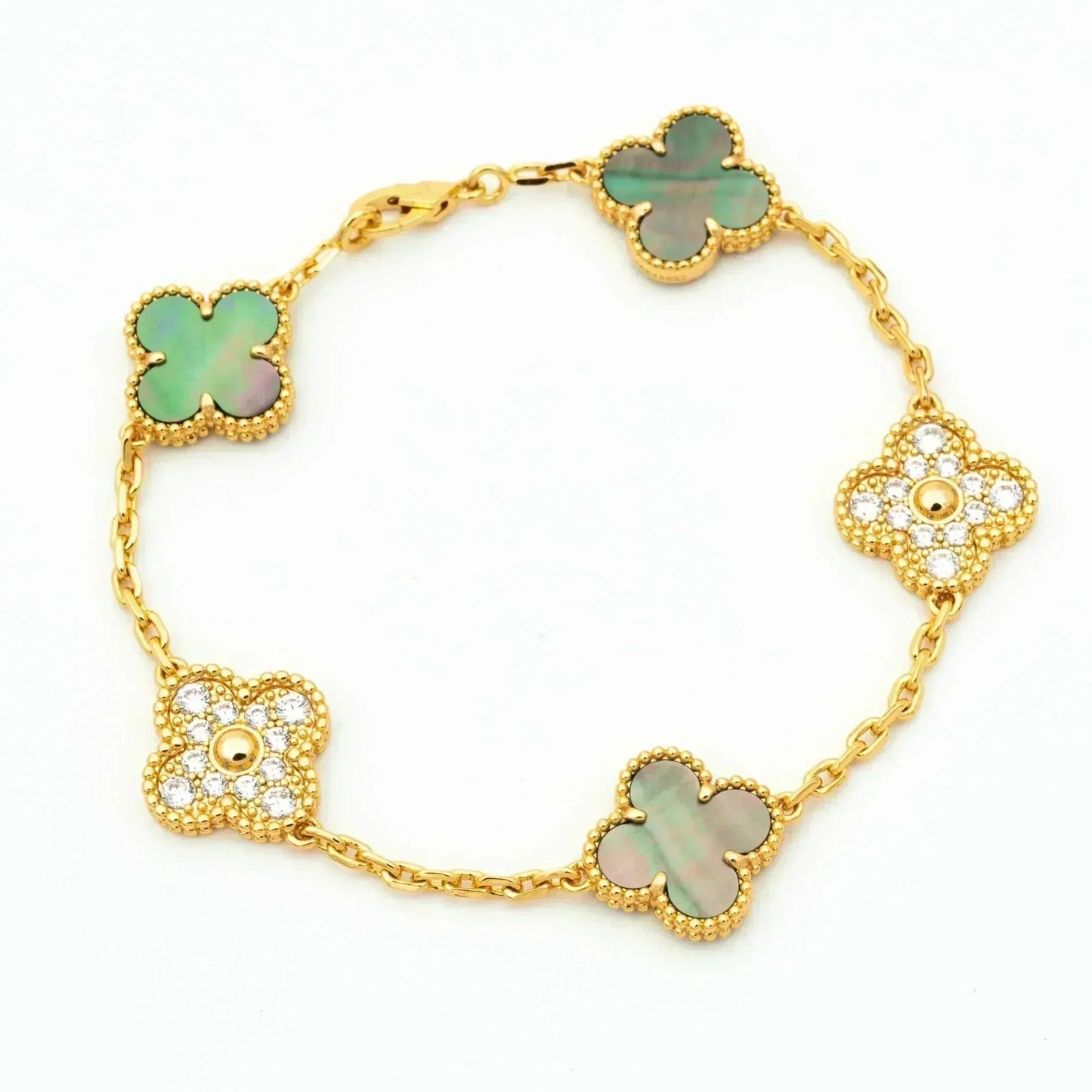 [Max Jewelry ] CLOVER 5 MOTIF GRAY MOP BRACELET COLLECTION