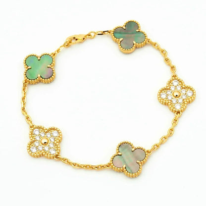 [Max Jewelry ] CLOVER 5 MOTIF GRAY MOP BRACELET COLLECTION