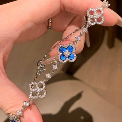 [Max Jewelry ]CLOVER 5 MOTIF PINK BLUE RED WHITE BRACELET