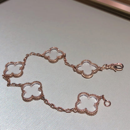 [Max Jewelry ]CLOVER 5 MOTIF ROCK CRYSTAL BRACELET