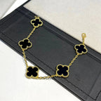 [Plus&Max]LUCKY CLOVER 5-MOTIF BRACELET - BLACK OXNY COLLECTION