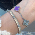 [Plus&Max]CLOVER  5 MOTIFS  PURPLE VIOLET BRACELET SILVER