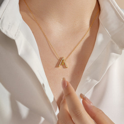 [Max Jewelry ]Sparkling "A" Shape Necklace