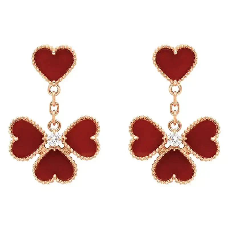 [Max Jewelry ]SWEET CLOVER CARNELIAN EARRINGS
