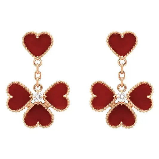 [Max Jewelry ]SWEET CLOVER CARNELIAN EARRINGS