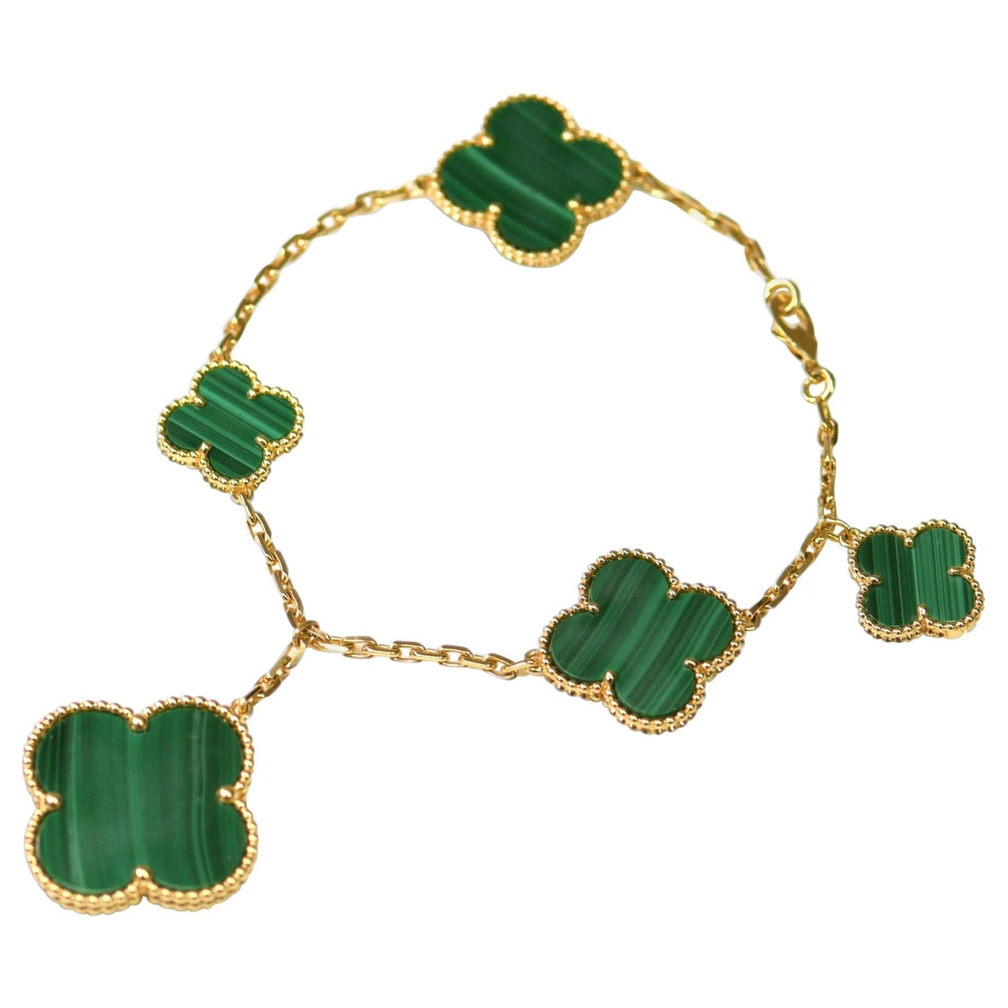 [Max Jewelry ]MAGIC CLOVER MALACHITE GOLD BRACELET 5 MOTIFS