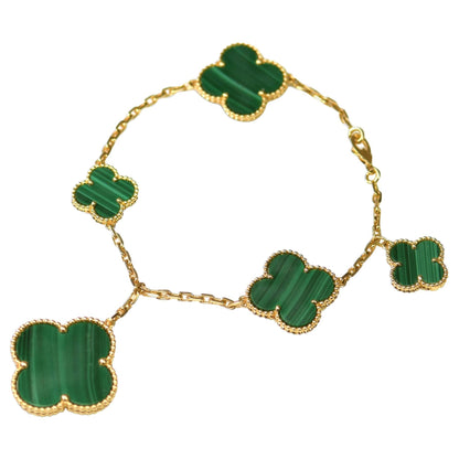 [Max Jewelry ]MAGIC CLOVER MALACHITE GOLD BRACELET 5 MOTIFS