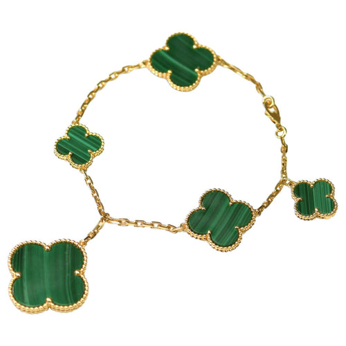 [Plus&Max]MAGIC CLOVER MALACHITE GOLD BRACELET 5 MOTIFS